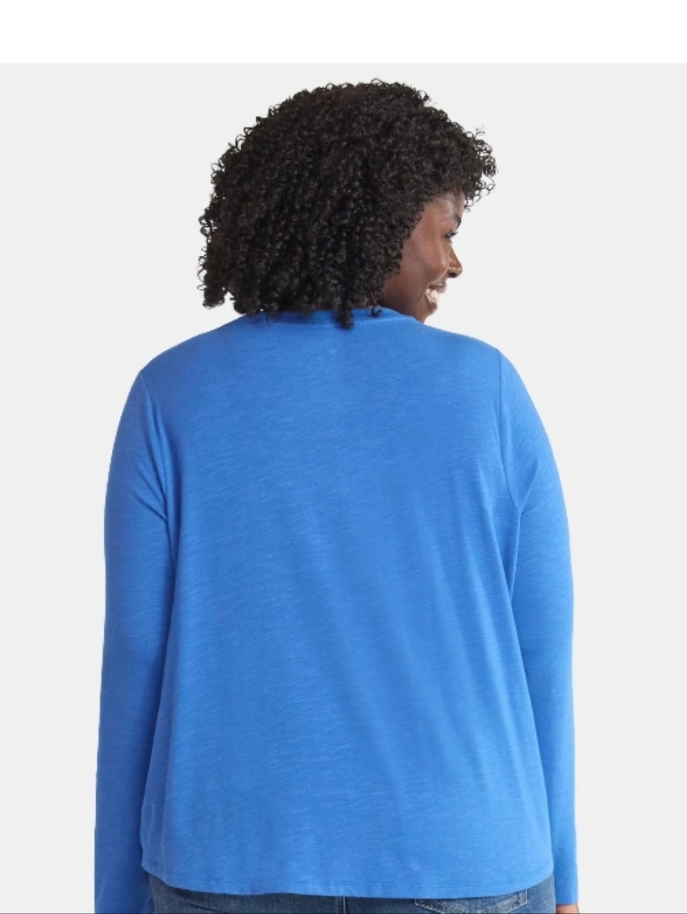 Terra & Sky Cotton Blend Bright Blue V-Neck Lightweight Sweatshirt Women Size 4x — image 3 of 8